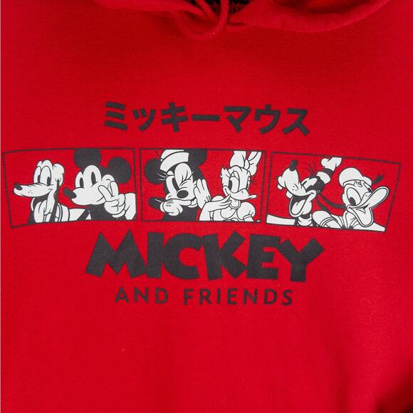 Mickey Mouse And Friends Pullover Men's Large Hoodie Red Logo Graphics Disney - Picture 4 of 10